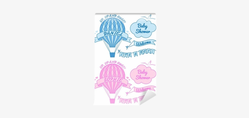 New Baby Boy And Girl With Hot Air Balloon, Vector - Boy, transparent png download