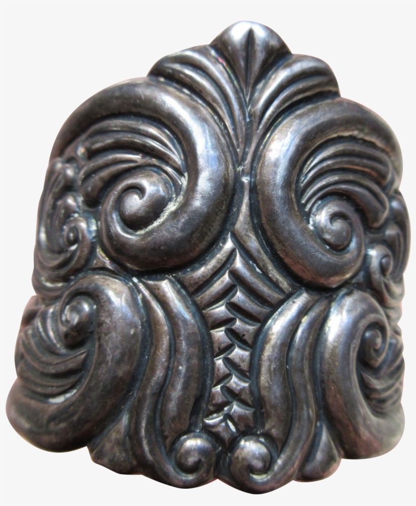 Vintage 1940s Mexican Sterling Cuff Bracelet Es Hallmark - Carving, transparent png download