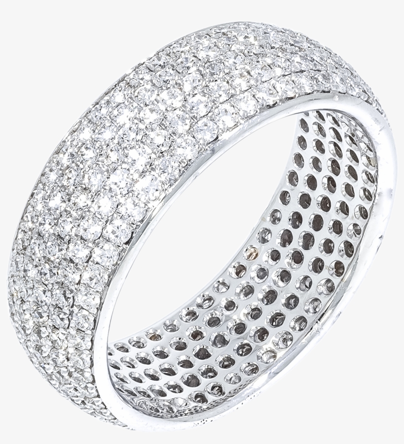 Round Brilliant Pave Diamond Wedding Band - Pave Wedding Band, transparent png download