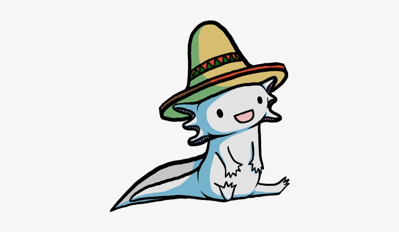 Axolotl, Happy, And Sombrero Image - Mexican Axolotl, transparent png download