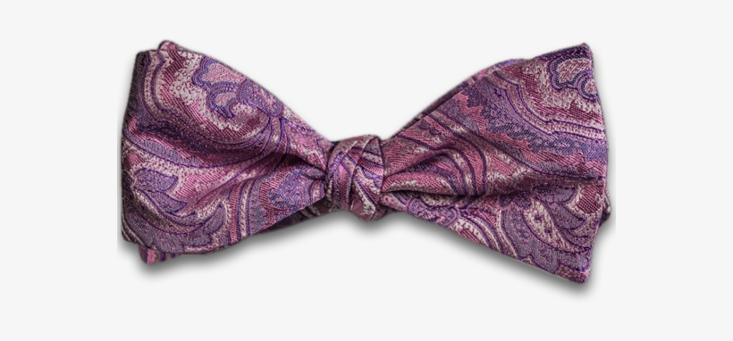 Pink Silk Self Tie Bow Tie With Pink And Lavender Woven - Paisley, transparent png download