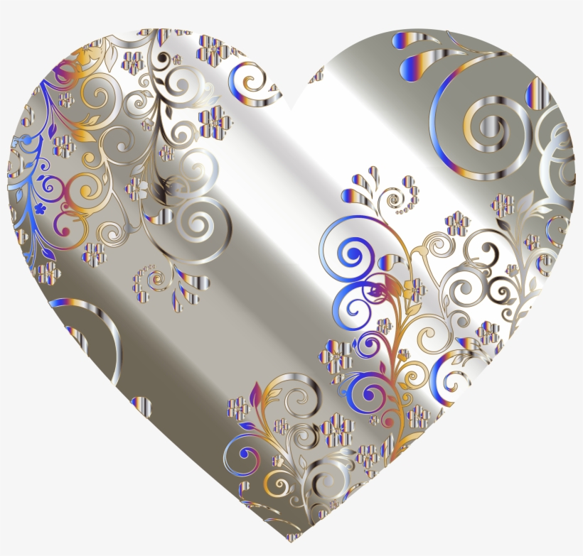 Prismatic Floral Flourish Heart 8 Graphic Library - Clip Art, transparent png download