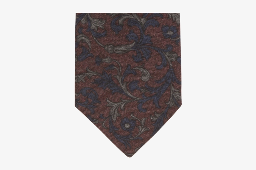 Burgundy Flower Paisley Print Wool Tie - Necktie, transparent png download