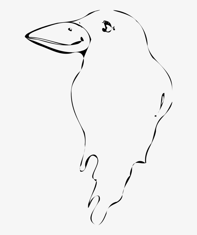 Flossk Outline Simple Clipart, Vector Clip Art Online, - غراب كرتون ابيض واسود, transparent png download