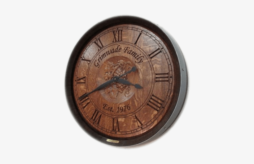 Personalized Carved Barrel Head Clock, Grapes, transparent png download
