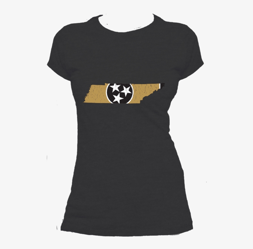Tennessee Flag State Outline Gold Womens Short Sleeve - Oh Captain My Captain Shirt, transparent png download