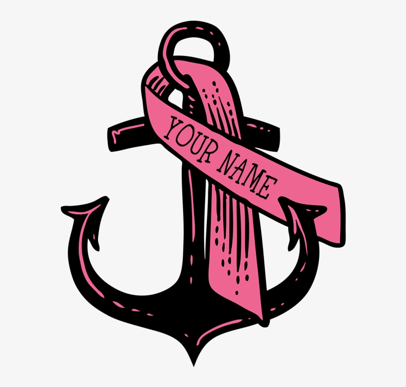 Personalized Pink Ribbon Anchor Mousepad By Admin Cp3269 - Personalized Pink Ribbon Anchor Round Ornament, transparent png download