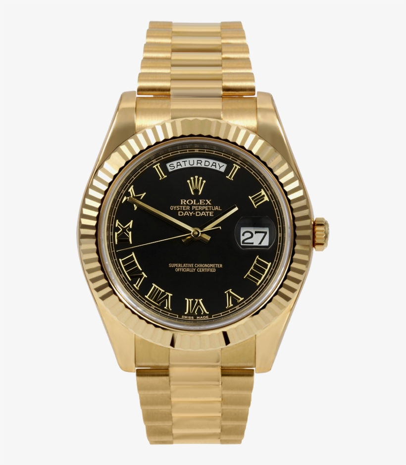 Pre-owned Rolex Mens 18 K Yellow Gold Day Date President - Rolex Date Day President Models Fluted Bezel, transparent png download