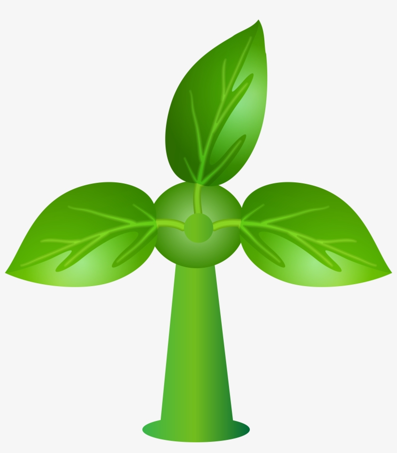 Green Leaves Wind Turbine Png Clip Art, transparent png download