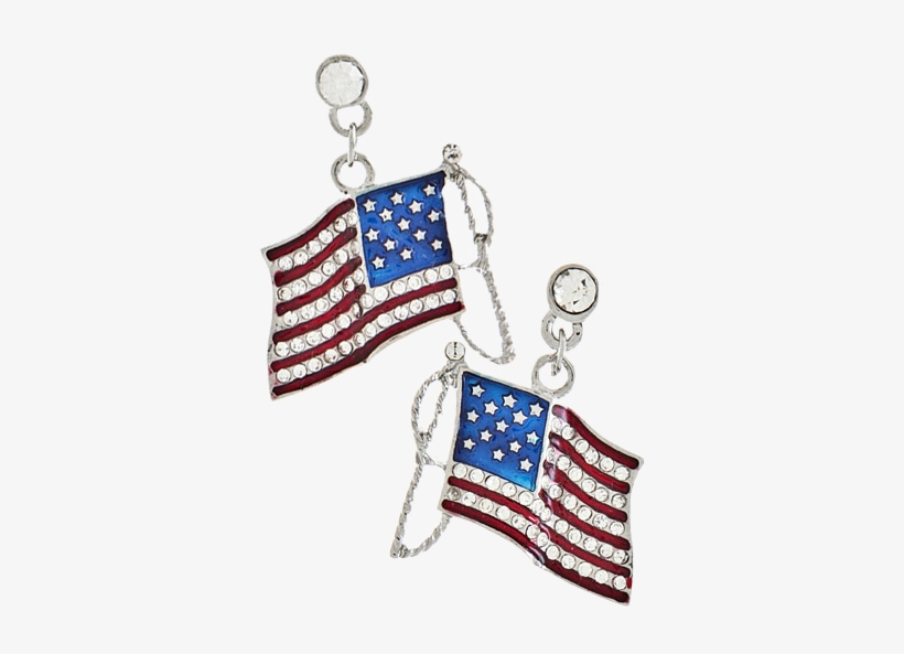 American Flag Drop Earrings Featuring Small Diamond - Flag Of The United States, transparent png download