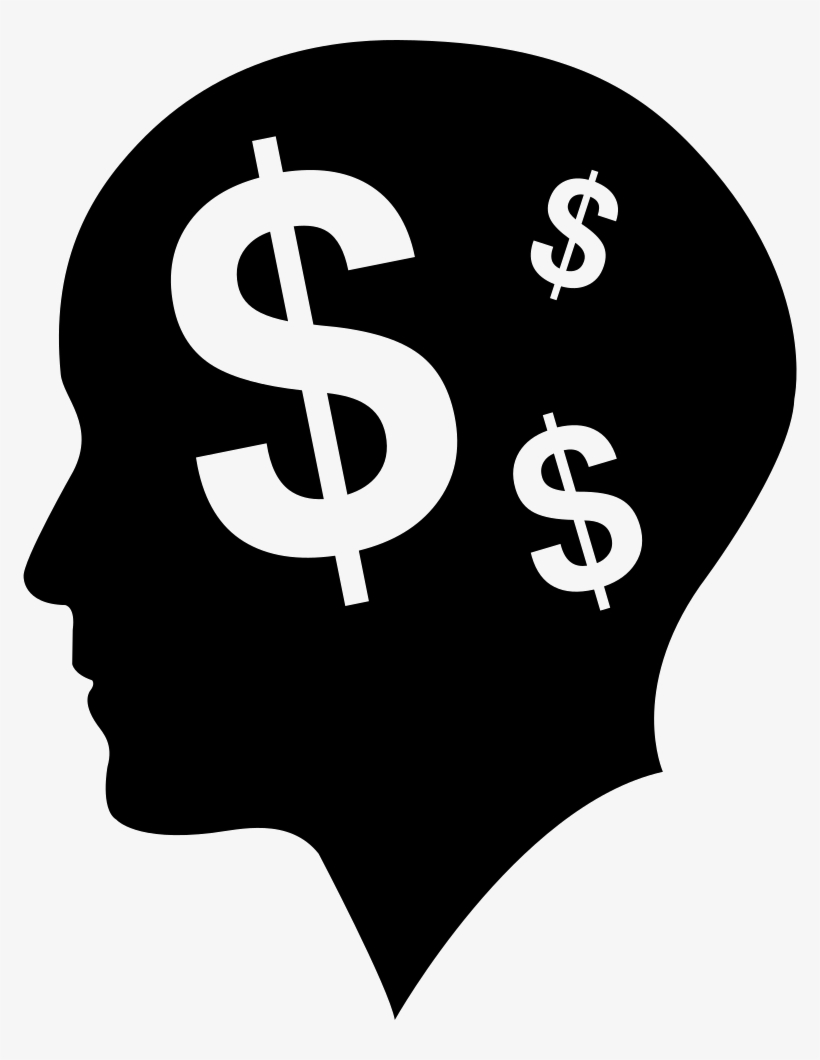 Man Bald Head With Dollars Symbols As Thoughts About - Thinking About Money Icon, transparent png download
