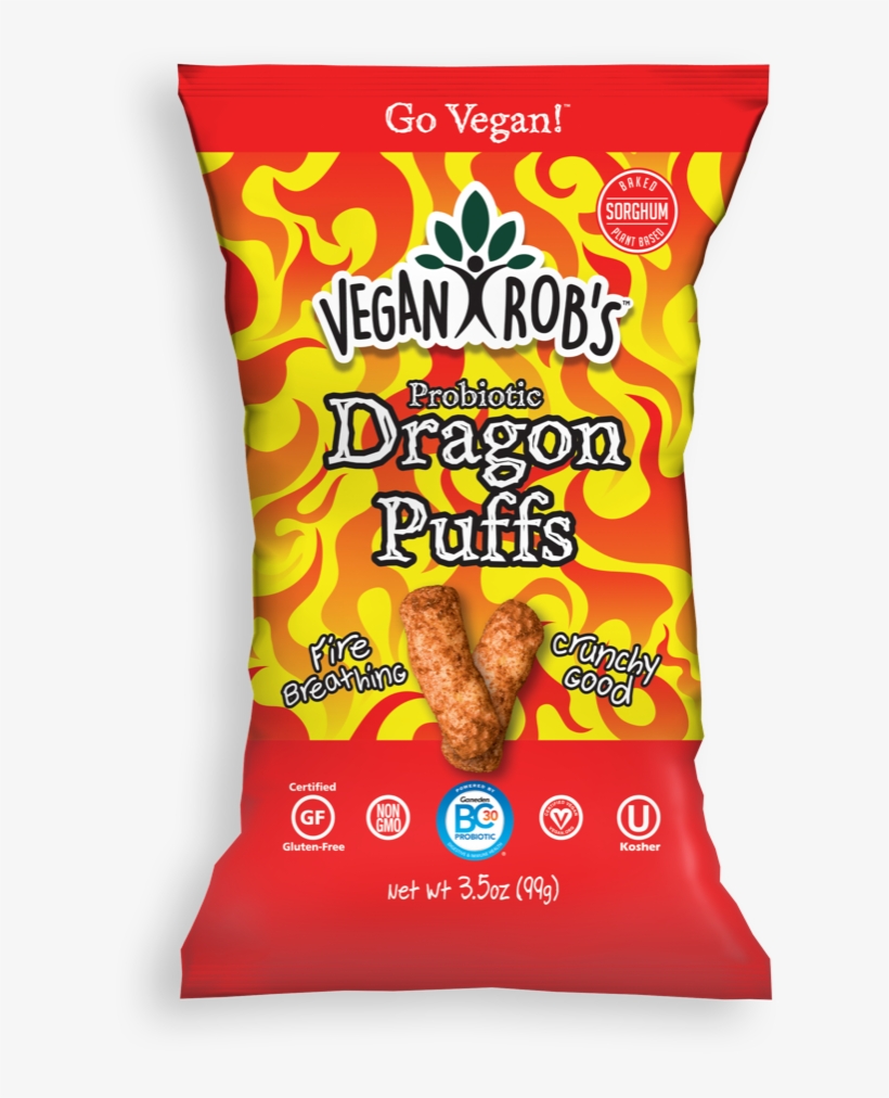 Rob's Brands Vegan Rob's Probiotic Dragon Puffs - Dairy Free Cheddar Puffs Vegan Rob's Ingredients, transparent png download