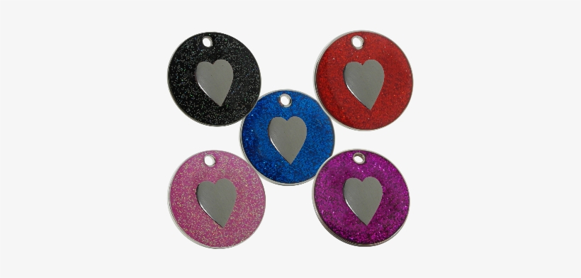 Glitter Pet Tag Round Heart - Heart, transparent png download