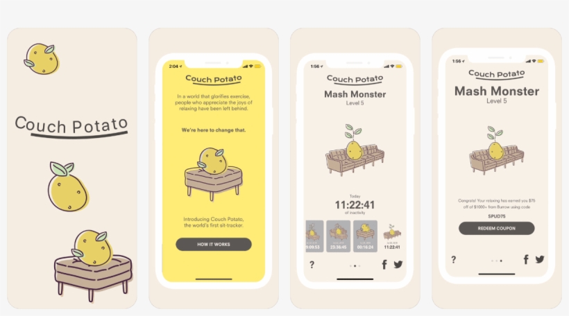 Couch Potato App Tracks How Many Times You're Sitting - Couch Potato App, transparent png download