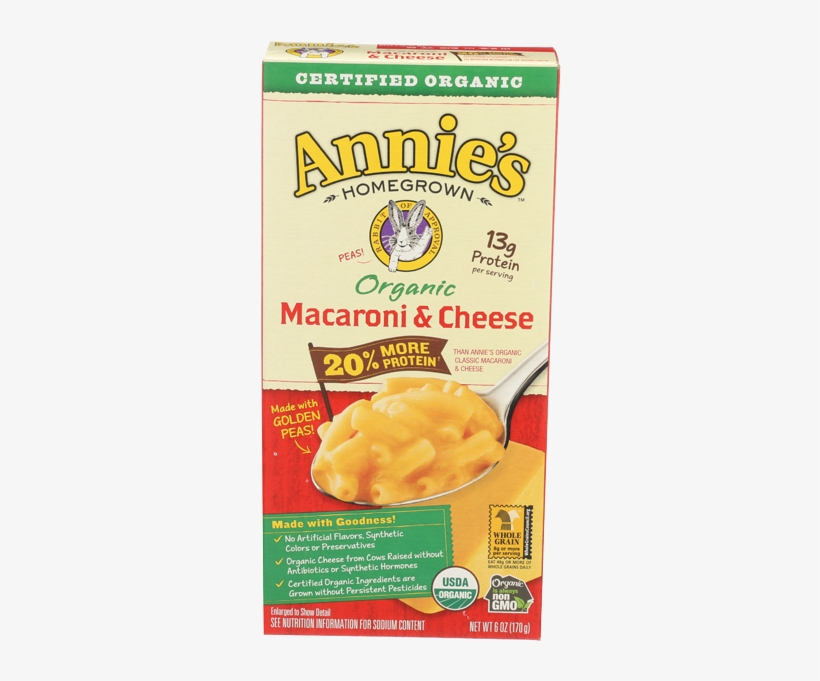 Annie's Homegrown Mac N Cheese Organic More Protein - Annies Macaroni & Cheese, Organic - 6 Oz, transparent png download