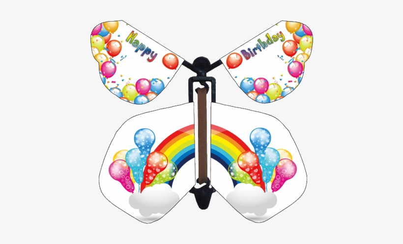 Rainbow Birthday Wind Up Flying Butterfly - Birthday, transparent png download