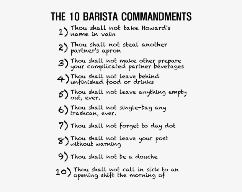 Barista Commandments, transparent png download