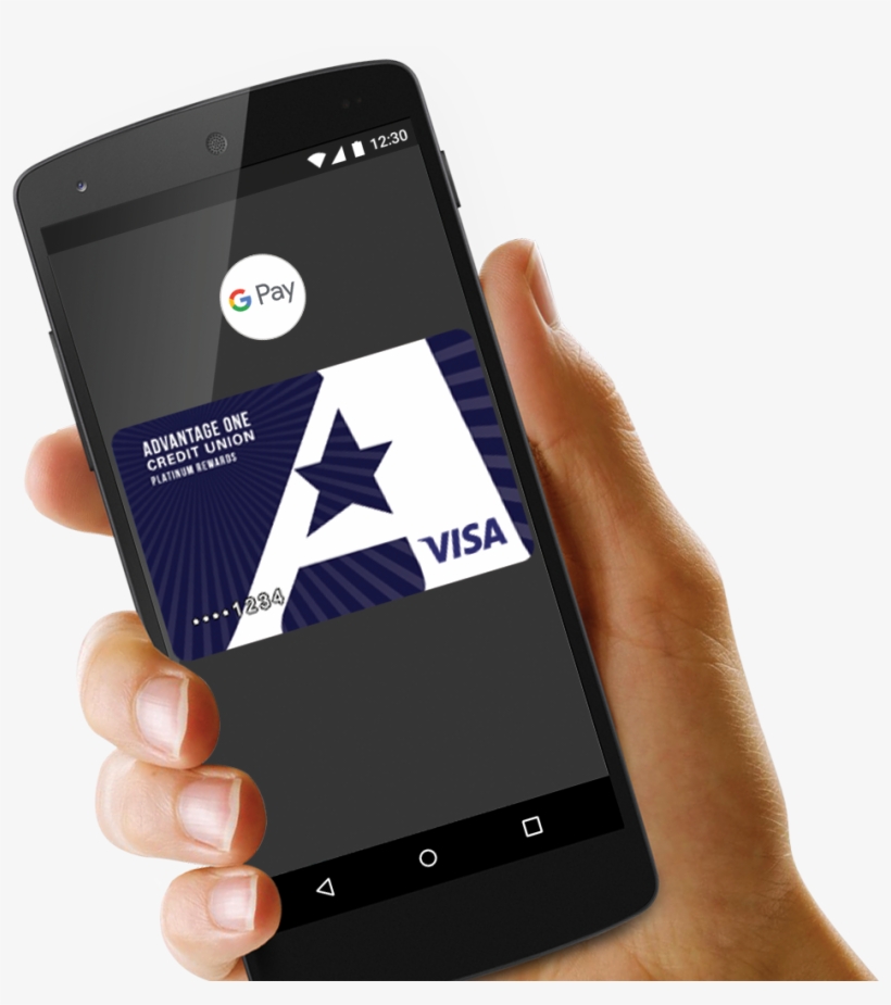 Hand Holding Smartphone With Google Pay App Open And - Visa, transparent png download