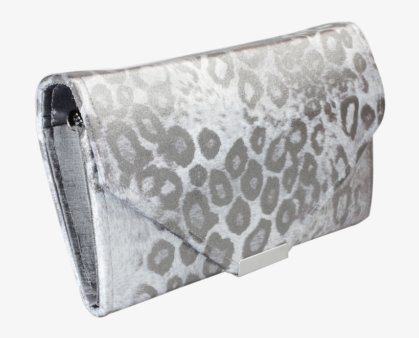 Mini Silver Animal Print Clutch Bag - Silver, transparent png download