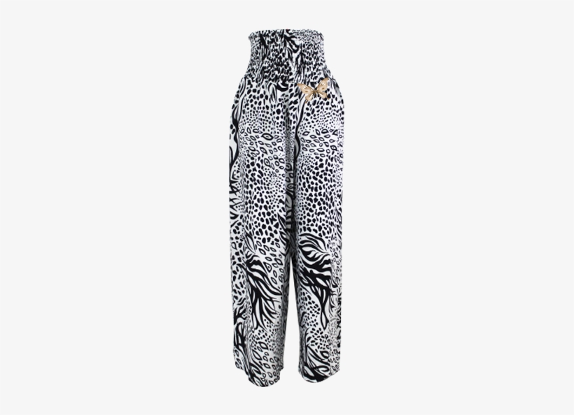 White And Black Animal Print Pants - Pants Women White Black Png, transparent png download
