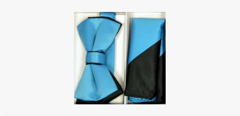 Turquoise & Black Striped Bowtie With Pocket Square - Paisley, transparent png download