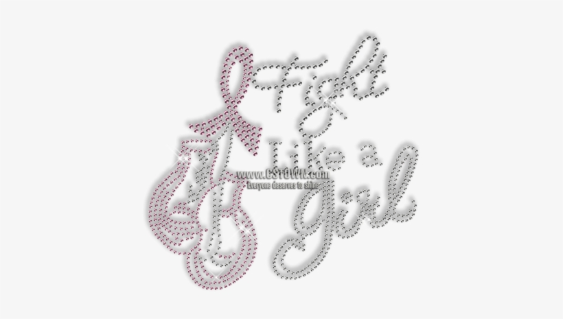 Custom Sparkling Rhinestone Fight Like A Girl Pink - Boxing, transparent png download