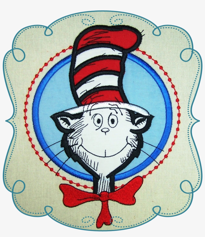 Cat In The Hat Applique Machine Embroidery Design Pattern-instant - Machine Embroidery, transparent png download