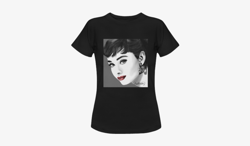 Audrey Hepburn Red Lips Women's Classic T-shirt - T-shirt, transparent png download