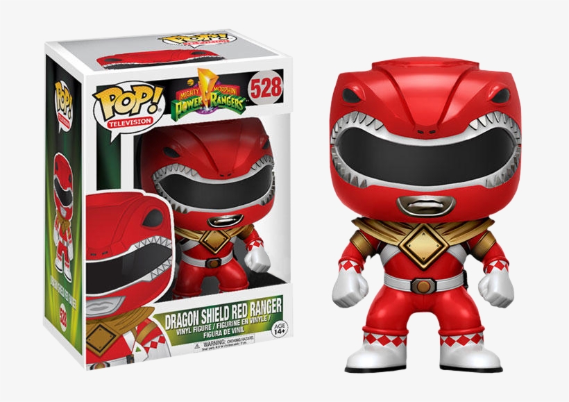 Red Ranger Us Exclusive Pop Vinyl Figure - Funko Pop Red Ranger Dragon Shield, transparent png download