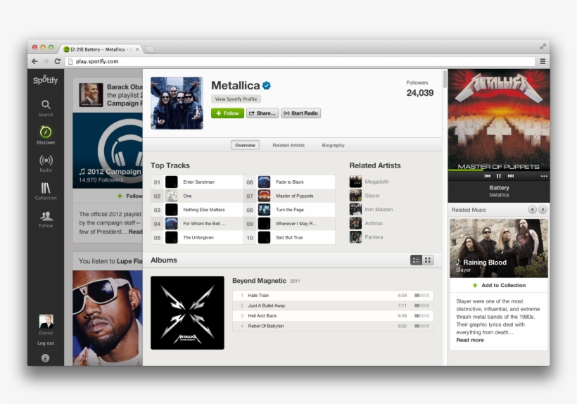 Spotify Metallica Discography - Metallica, transparent png download