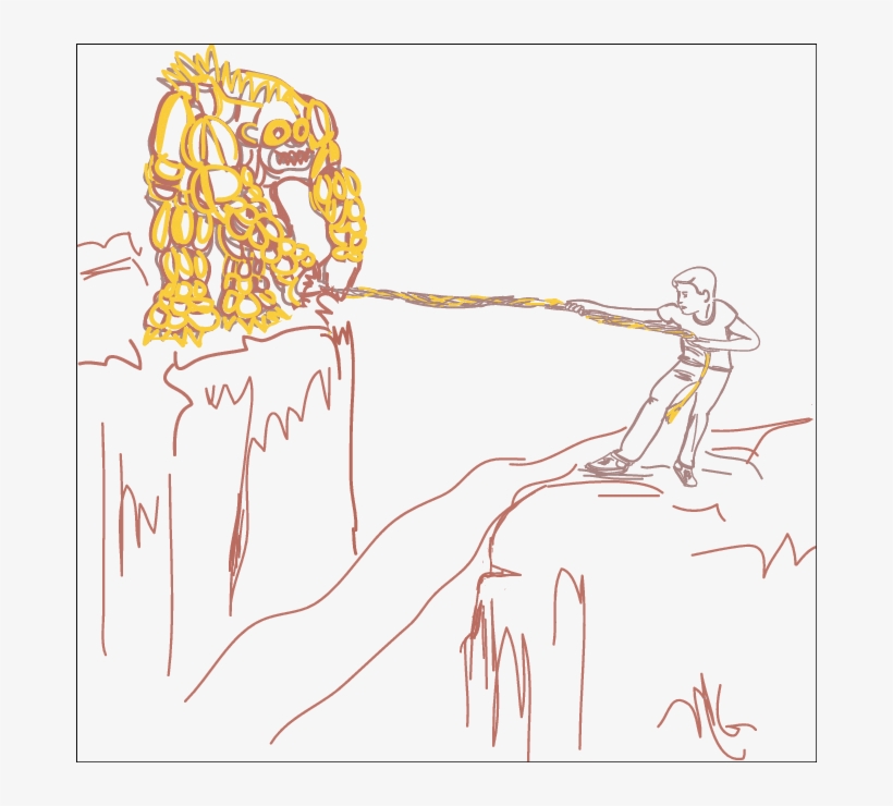 Illustration Of The " Tug Of War With A Monster " - Illustration, transparent png download