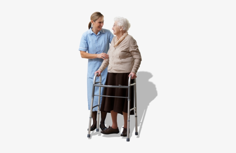 Caregiver Assisting Old Woman - Old Lady Walking Png, transparent png download