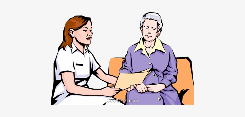 Nurse With Old Woman Royalty Free Vector Clip Art Illustration - Nurse And Old Patient Interaction Clipart, transparent png download