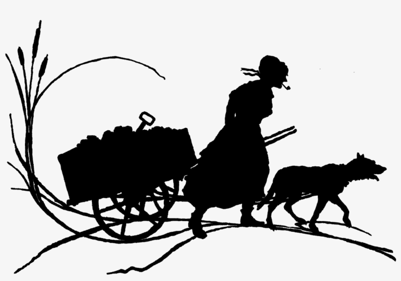 Silhouette Woman Dog Vintage - Silhouette, transparent png download