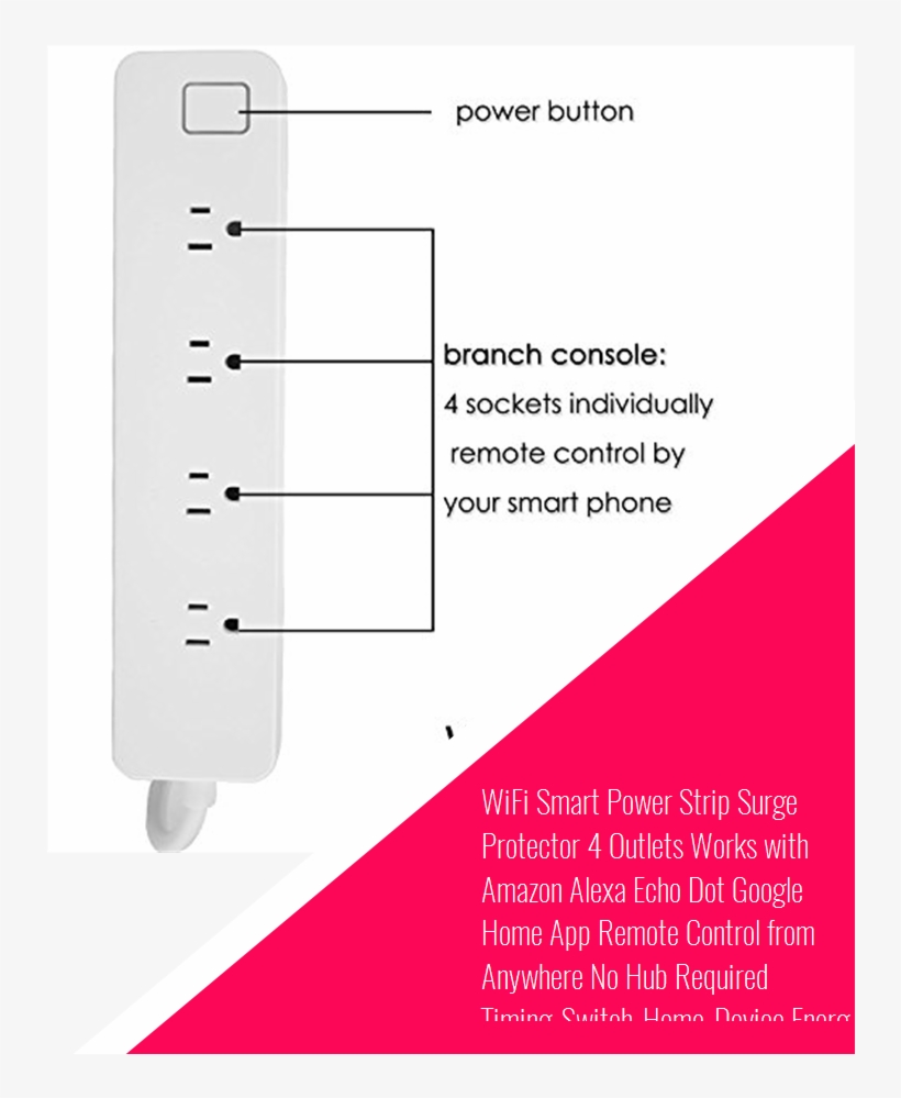 Wifi Smart Power Strip Surge Protector 4 Outlets Works - Amazon Echo Dot (2nd Generation), transparent png download