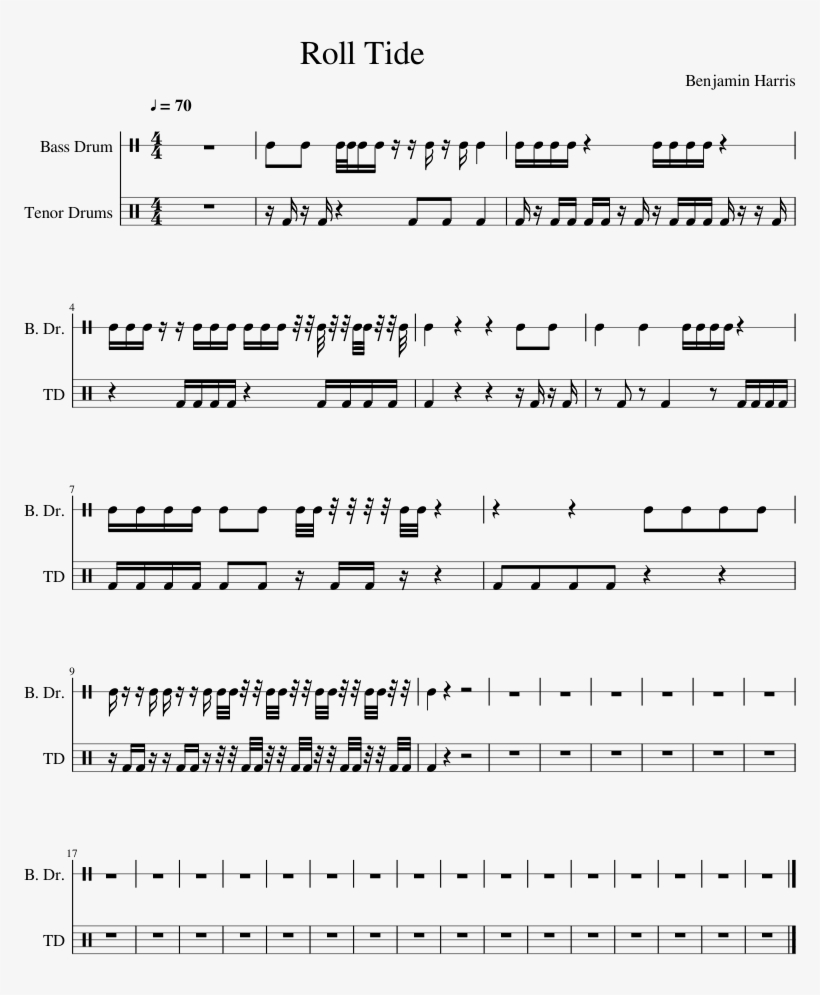 Roll Tide Sheet Music Composed By Benjamin Harris 1, transparent png download