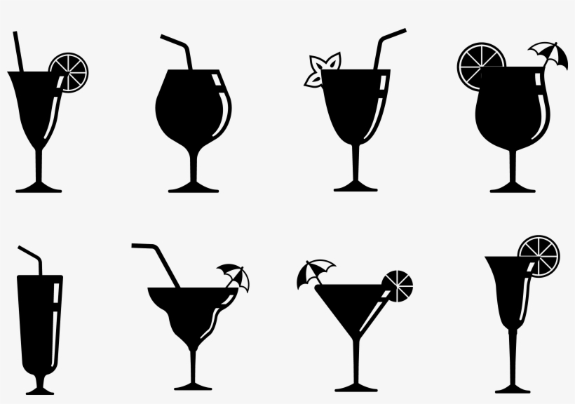 Apple Spice Clipart Mixed Drink - Png Cocktail Black White, transparent png download