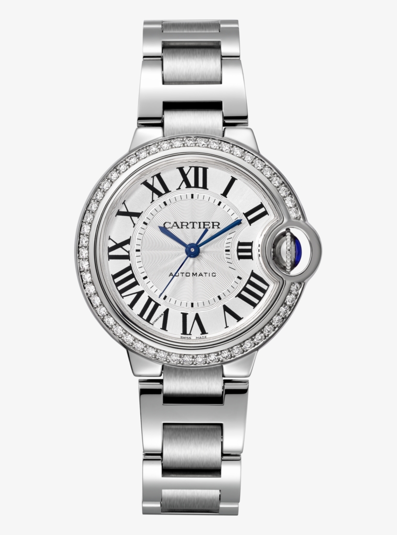 Ballon Bleu De Cartier Watch33 Mm, Steel, Diamonds - Cartier Ballon Bleu 33mm Diamond, transparent png download