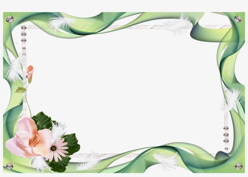 Transparent Green Photo Frame With Pink Flowers Transparent PNG ...