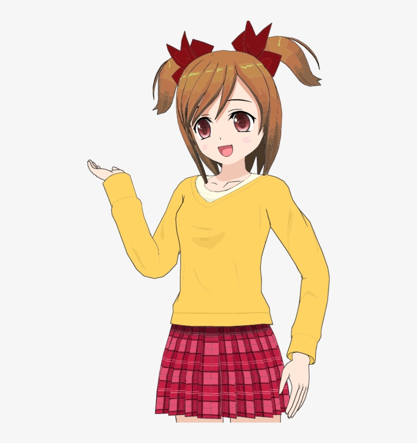 Anime Girl Clipart Happy - Girl In Skirt Cartoon, transparent png download
