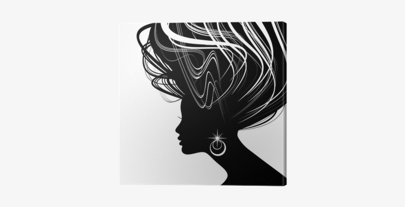Woman Face Silhouette With Wavy Hair Canvas Print • - Capelli Donna Sagoma Png, transparent png download