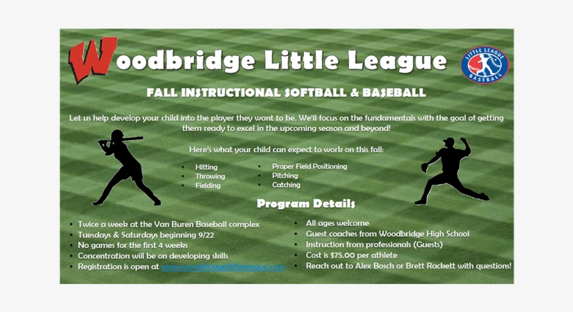 Fall Instructional Softball & Baseball - Little League Baseball, transparent png download