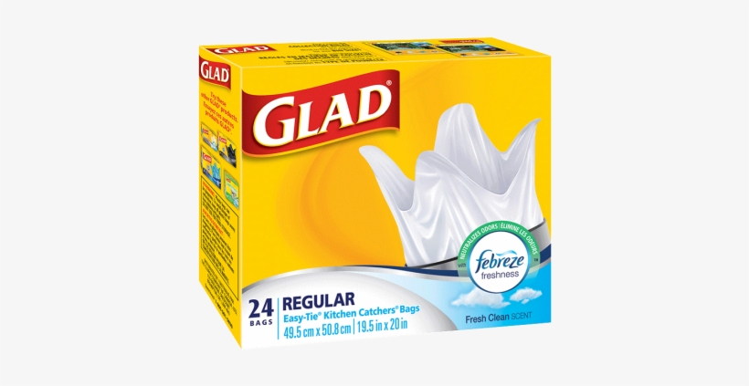 Glad Easytie Reg 100ct Febreze Eng Left - Glad Kitchen Catchers, transparent png download