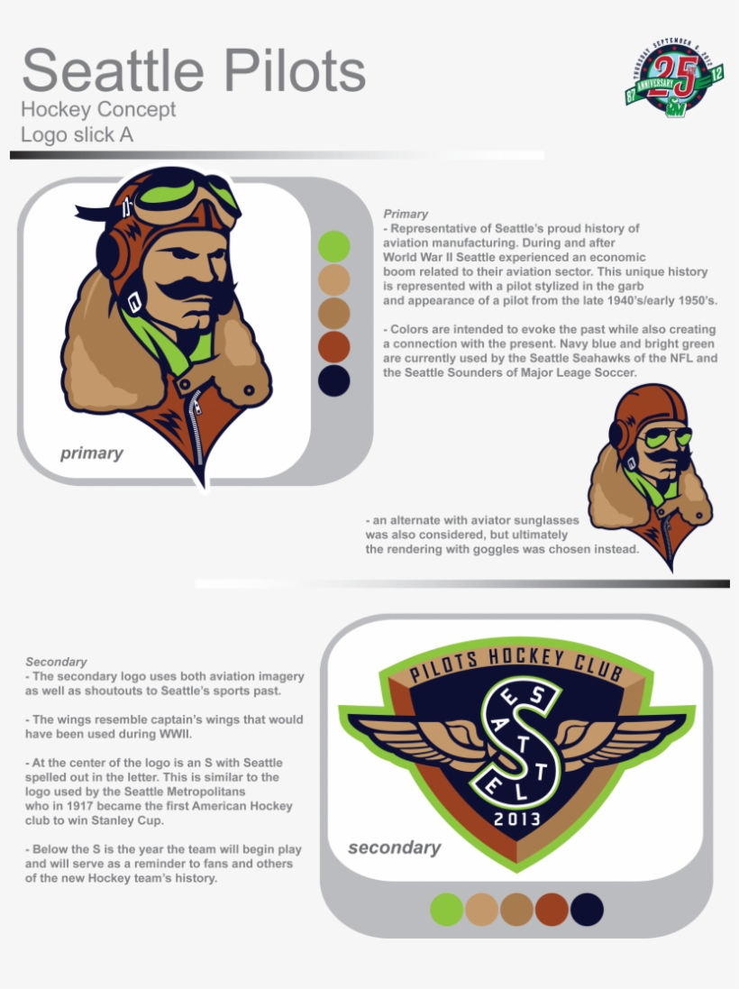 Image Black And White Library Pilots Hockey Concept - Seattle Pilots Hockey Concept, transparent png download