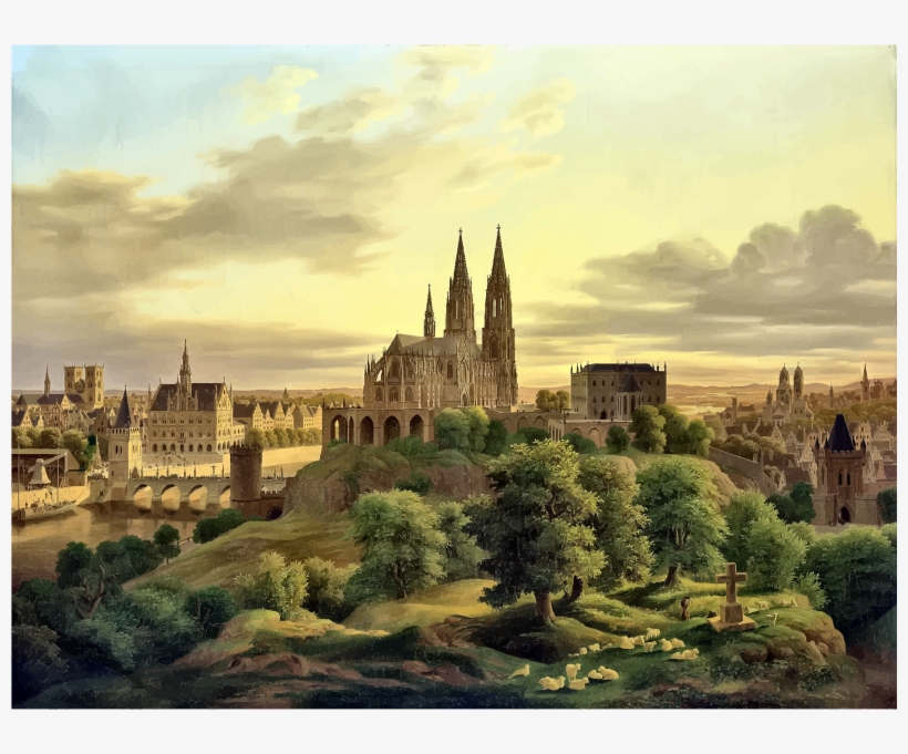 Online The Oxford Handbook Of - Painting Of Medieval Village, transparent png download