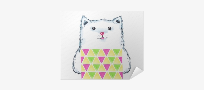 Watercolor Modern Kitty In Bright Wear - Illustration, transparent png download