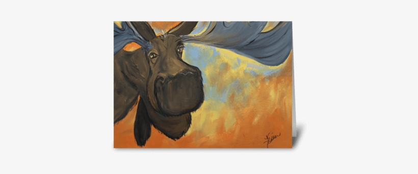 Mooseying Along Greeting Card - Modern Moose Canvas Wall Art, transparent png download