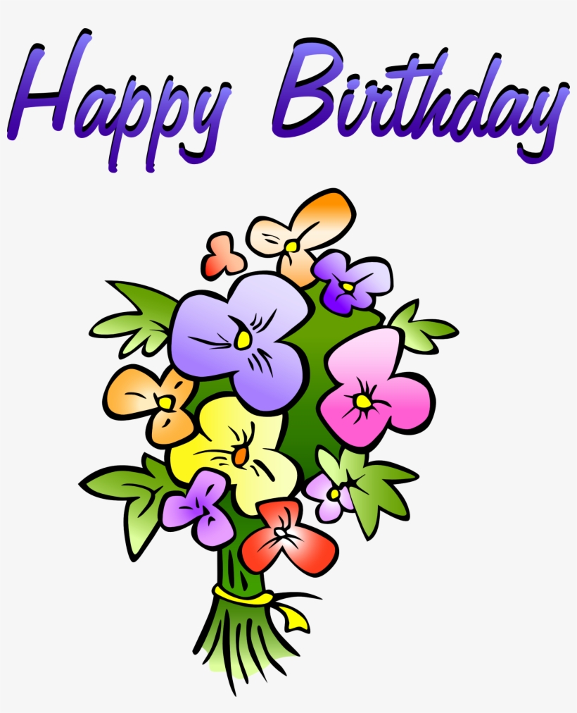 Birthday Flowers Clipart - Happy Birthday Clipart Flowers, transparent png download