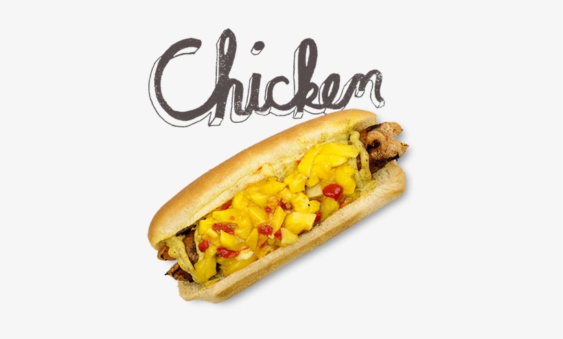 Grilled Chicken Sausage, Sweet Mango Relish, Lime Mustard - Hot Dog Bun, transparent png download
