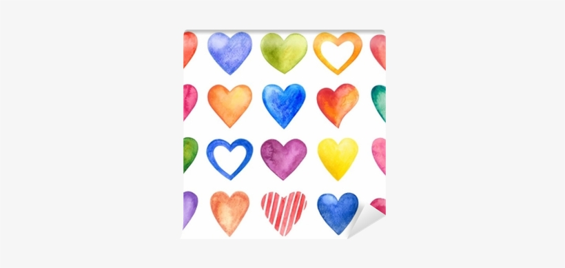 Vector Watercolor Hearts, Valentine Day - Jonesville Rainbow Color Heart Shapes Geometric Semi-sheer, transparent png download